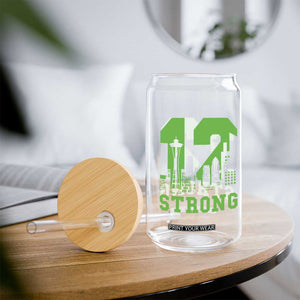Space Needle Emerald City Skyline Number 12 Typography Glass Can Pacific Northwest Fan Pride