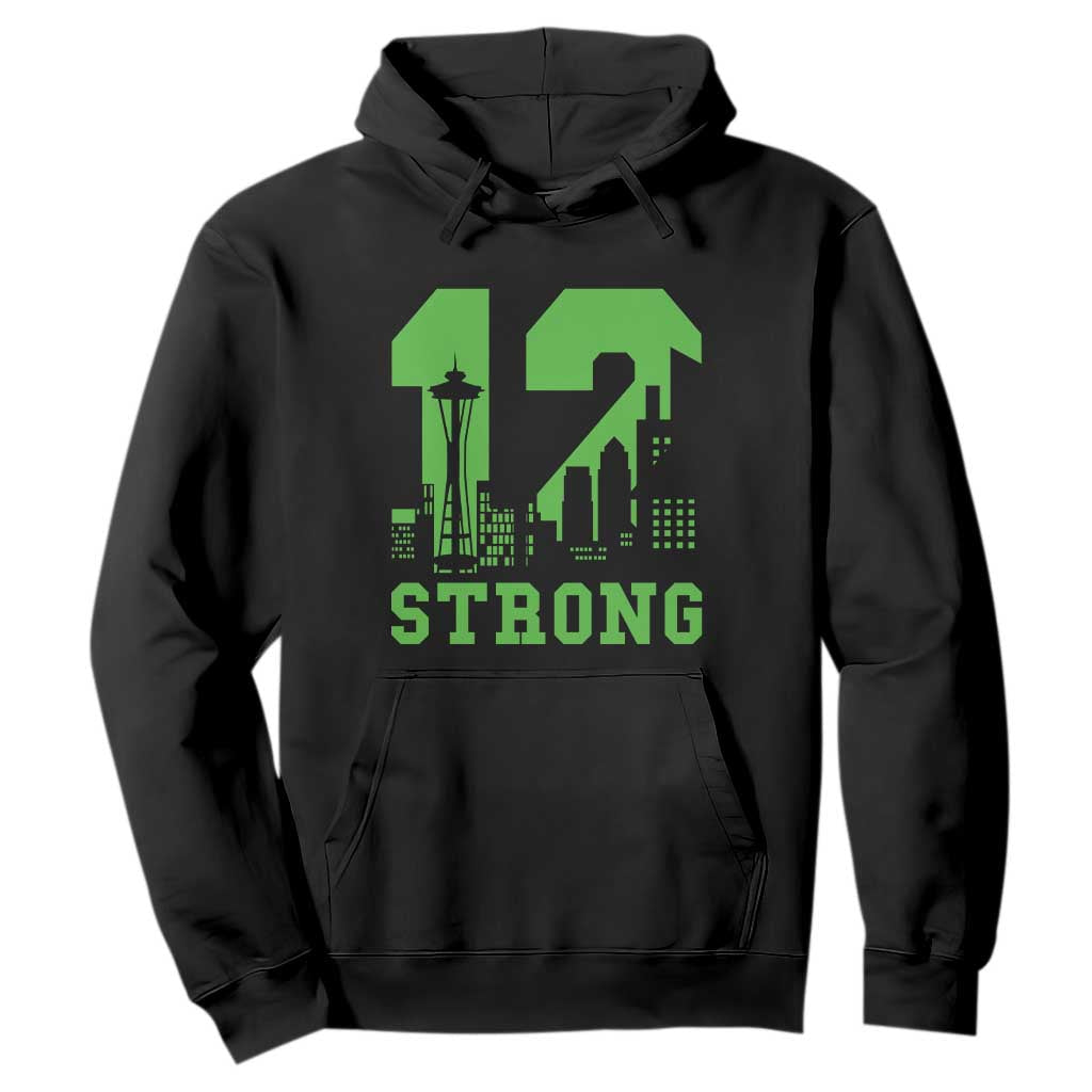 Space Needle Emerald City Skyline Number 12 Typography Hoodie Pacific Northwest Fan Pride