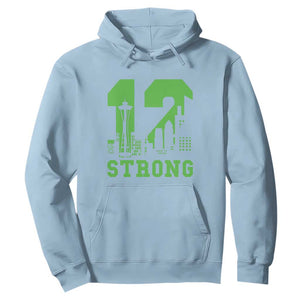 Space Needle Emerald City Skyline Number 12 Typography Hoodie Pacific Northwest Fan Pride