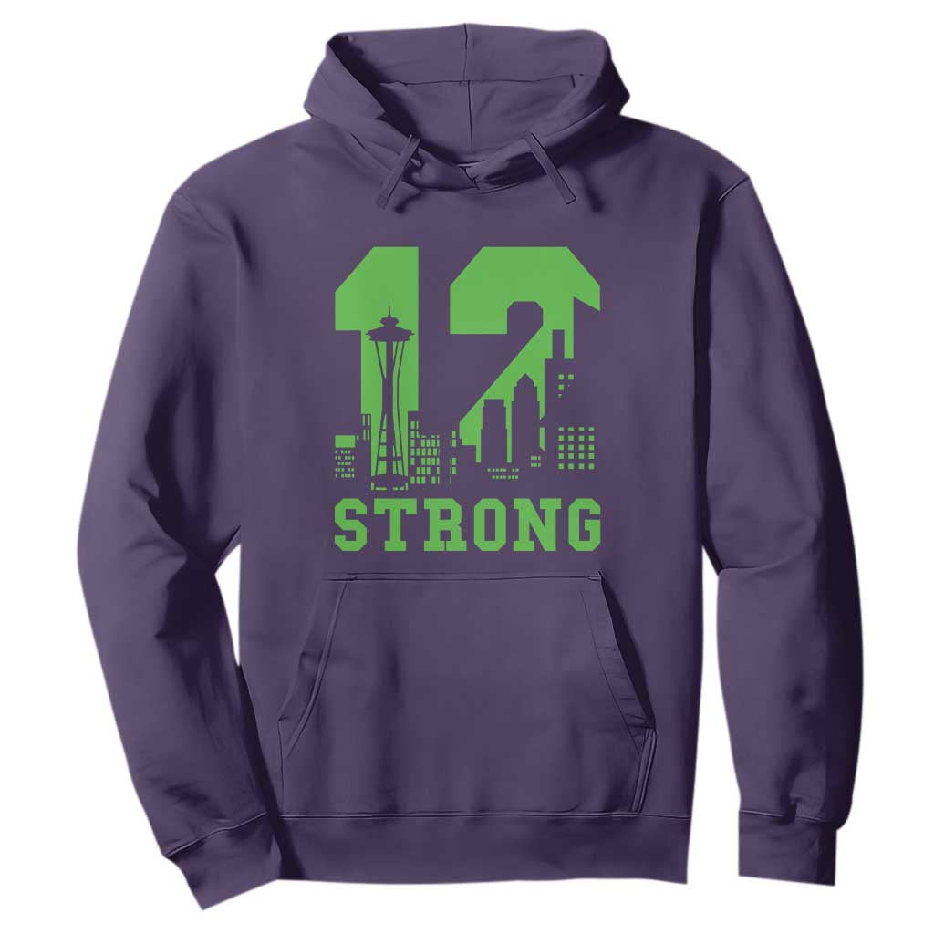 Space Needle Emerald City Skyline Number 12 Typography Hoodie Pacific Northwest Fan Pride