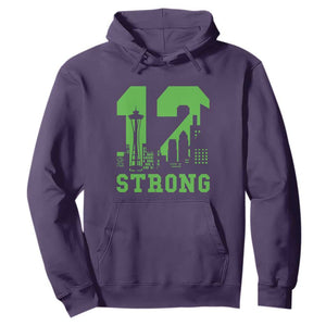 Space Needle Emerald City Skyline Number 12 Typography Hoodie Pacific Northwest Fan Pride