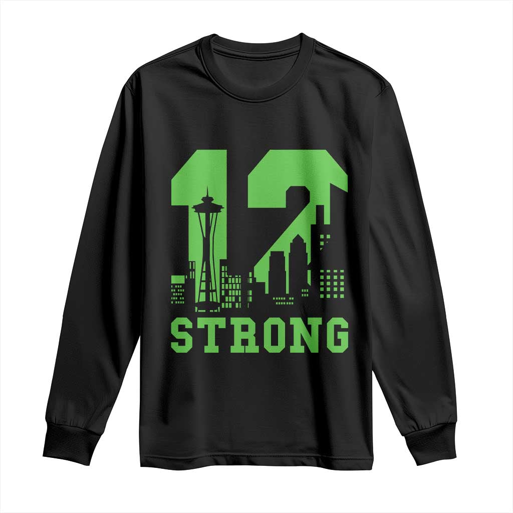 Space Needle Emerald City Skyline Number 12 Typography Long Sleeve Shirt Pacific Northwest Fan Pride