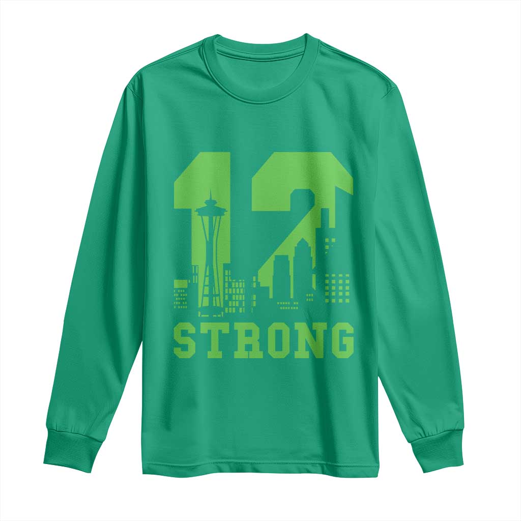 Space Needle Emerald City Skyline Number 12 Typography Long Sleeve Shirt Pacific Northwest Fan Pride