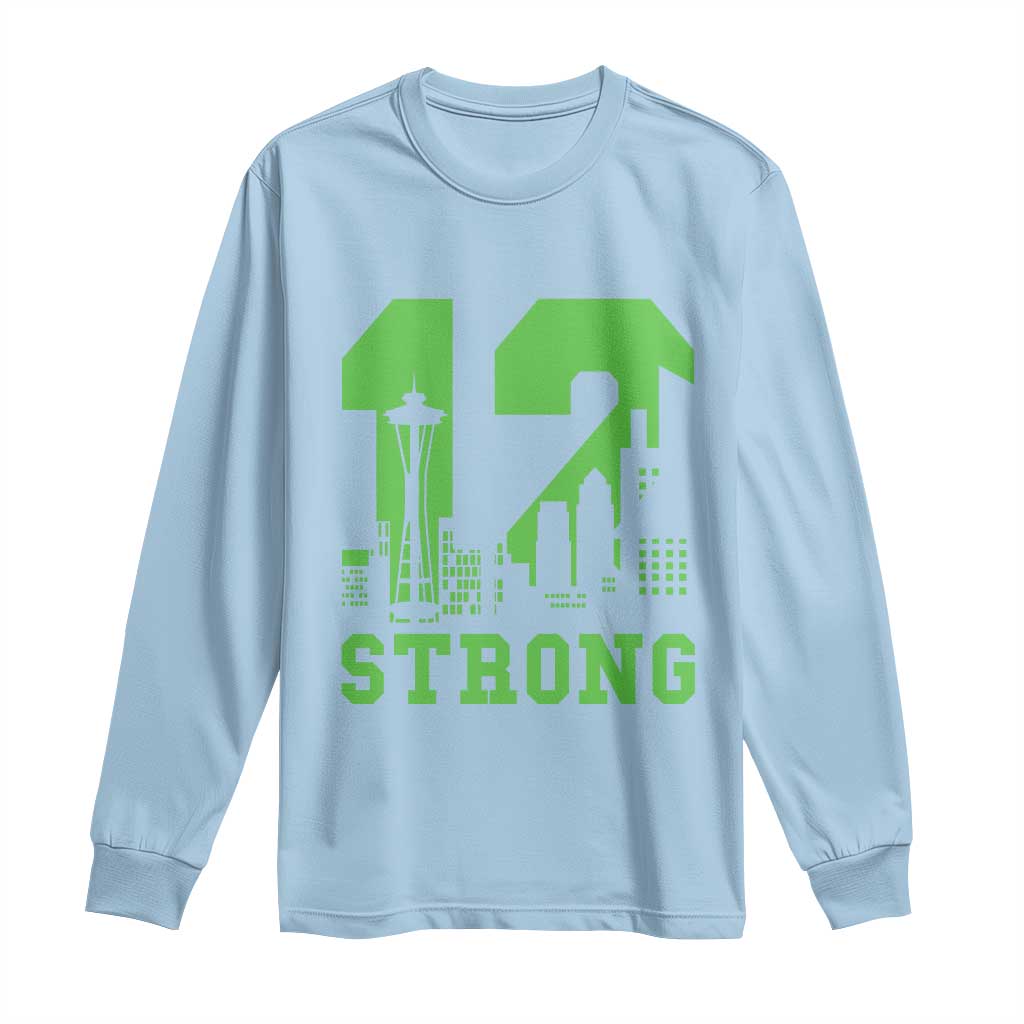 Space Needle Emerald City Skyline Number 12 Typography Long Sleeve Shirt Pacific Northwest Fan Pride