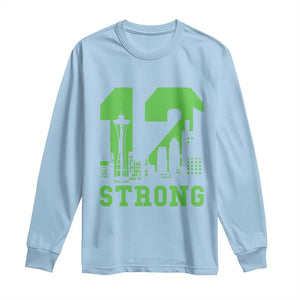 Space Needle Emerald City Skyline Number 12 Typography Long Sleeve Shirt Pacific Northwest Fan Pride