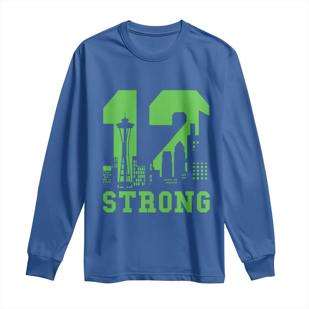 Space Needle Emerald City Skyline Number 12 Typography Long Sleeve Shirt Pacific Northwest Fan Pride TS12 Royal Blue Print Your Wear