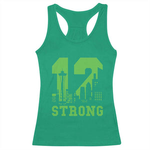 Space Needle Emerald City Skyline Number 12 Typography Racerback Tank Top Pacific Northwest Fan Pride