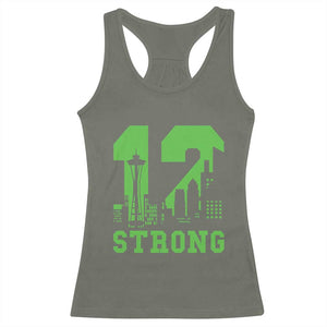 Space Needle Emerald City Skyline Number 12 Typography Racerback Tank Top Pacific Northwest Fan Pride
