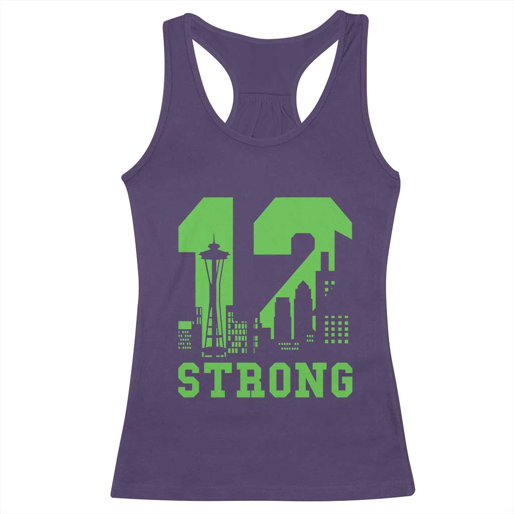 Space Needle Emerald City Skyline Number 12 Typography Racerback Tank Top Pacific Northwest Fan Pride