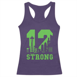Space Needle Emerald City Skyline Number 12 Typography Racerback Tank Top Pacific Northwest Fan Pride