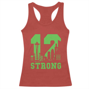 Space Needle Emerald City Skyline Number 12 Typography Racerback Tank Top Pacific Northwest Fan Pride