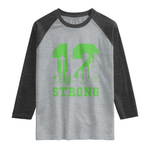 Space Needle Emerald City Skyline Number 12 Typography Raglan Shirt Pacific Northwest Fan Pride