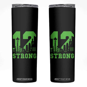 Space Needle Emerald City Skyline Number 12 Typography Skinny Tumbler Pacific Northwest Fan Pride