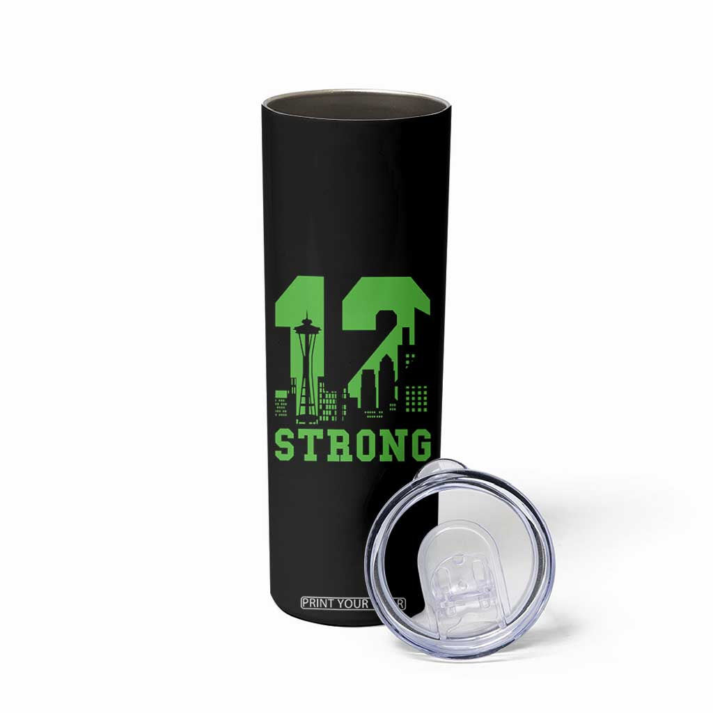 Space Needle Emerald City Skyline Number 12 Typography Skinny Tumbler Pacific Northwest Fan Pride
