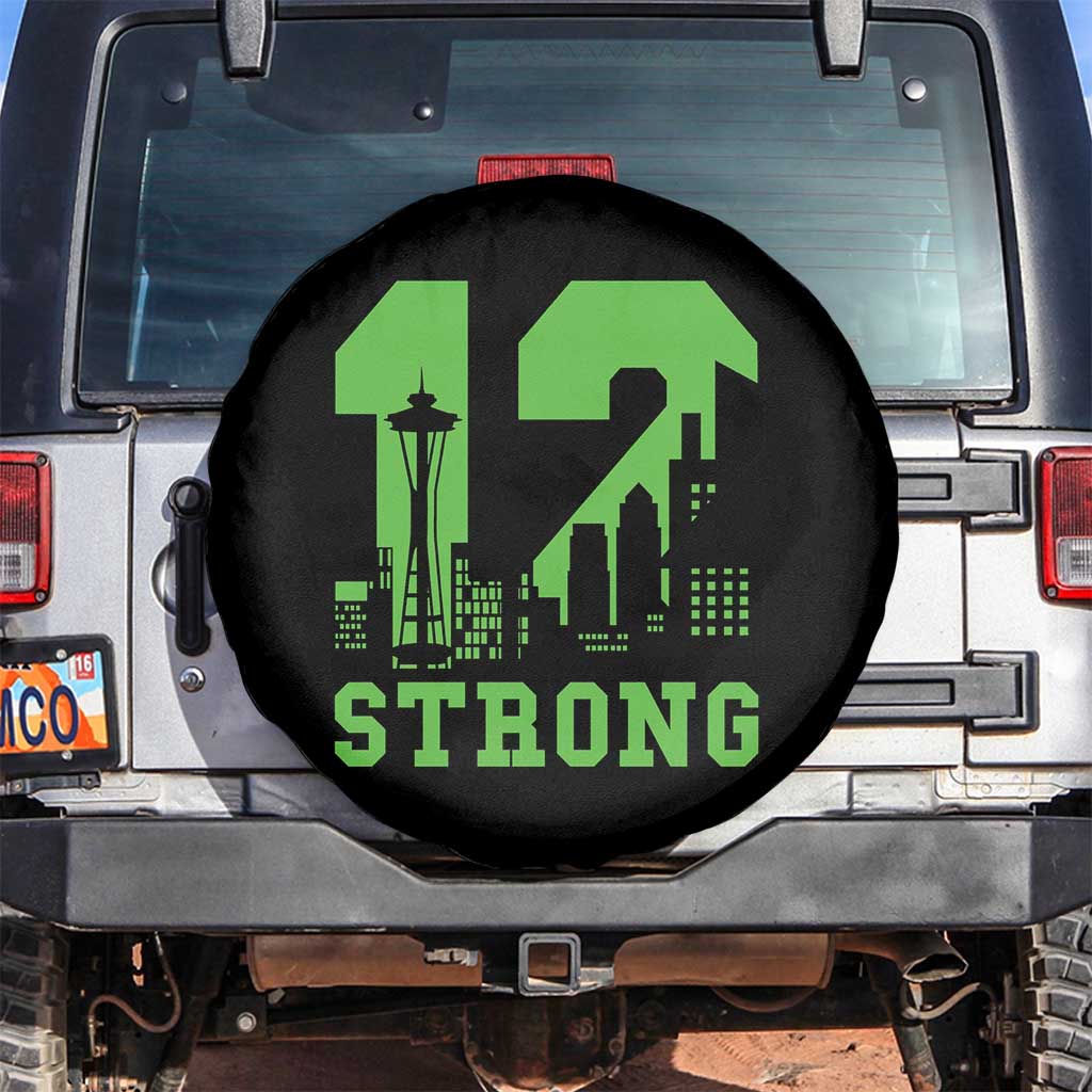 Space Needle Emerald City Skyline Number 12 Typography Spare Tire Cover Pacific Northwest Fan Pride TS12 No hole Black Print Your Wear