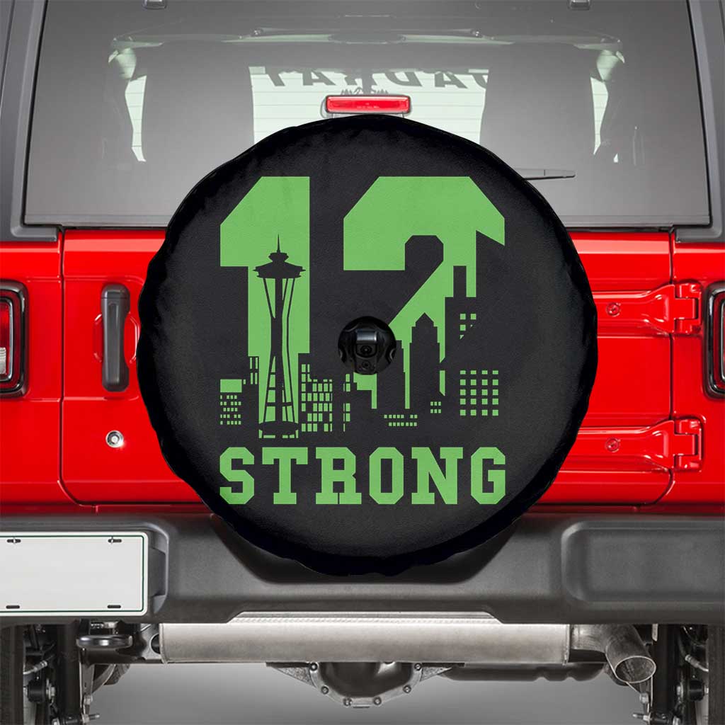 Space Needle Emerald City Skyline Number 12 Typography Spare Tire Cover Pacific Northwest Fan Pride
