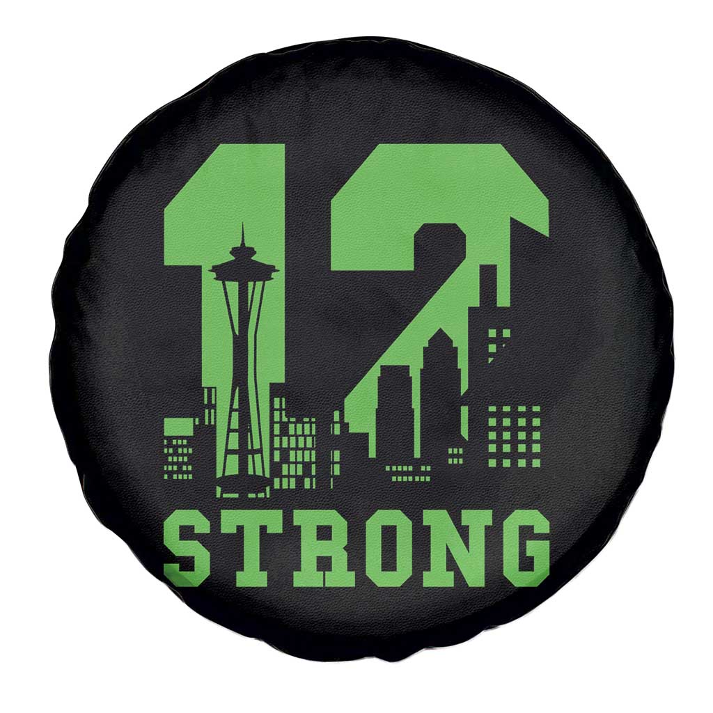 Space Needle Emerald City Skyline Number 12 Typography Spare Tire Cover Pacific Northwest Fan Pride