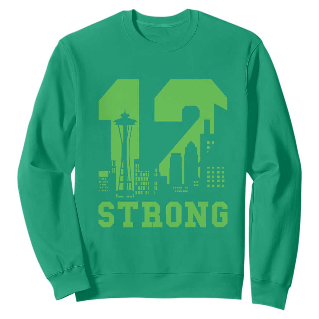 Space Needle Emerald City Skyline Number 12 Typography Sweatshirt Pacific Northwest Fan Pride