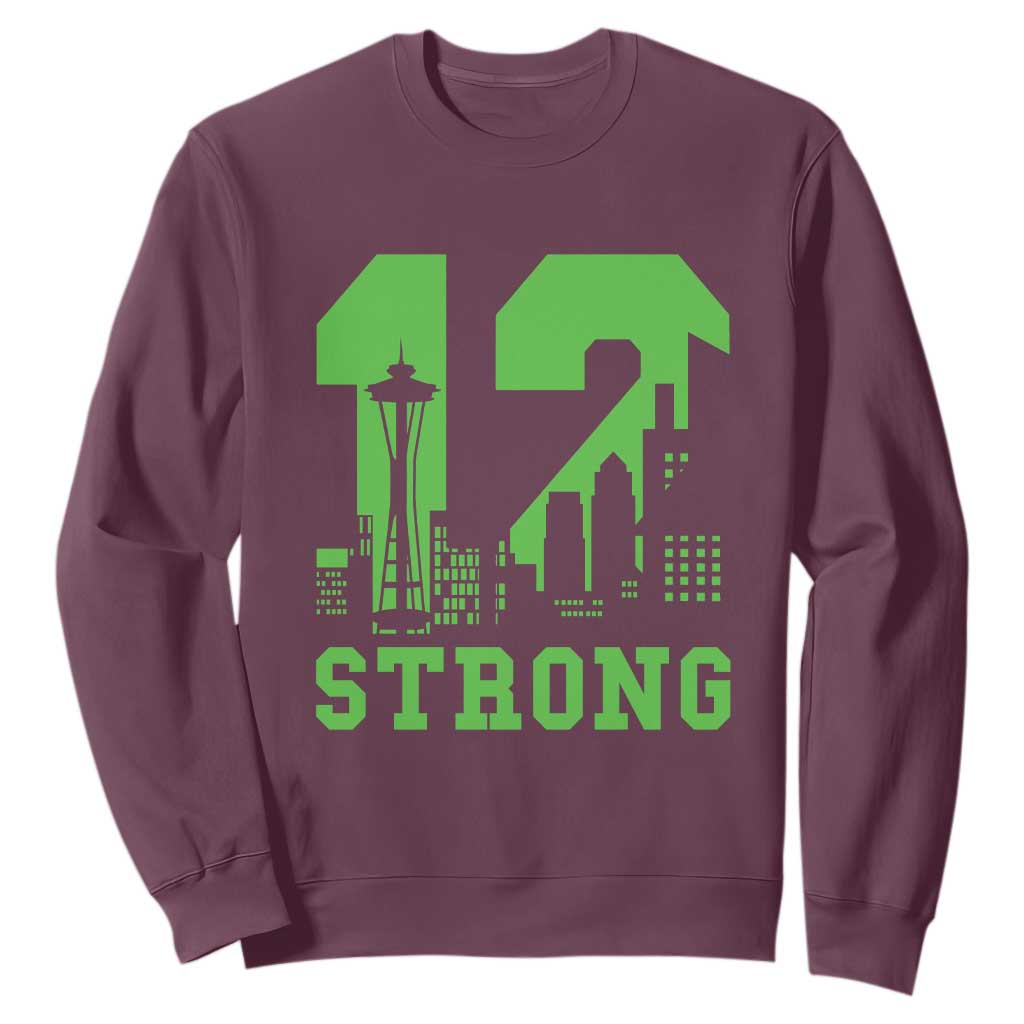 Space Needle Emerald City Skyline Number 12 Typography Sweatshirt Pacific Northwest Fan Pride