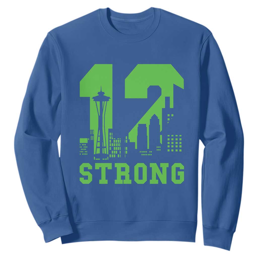 Space Needle Emerald City Skyline Number 12 Typography Sweatshirt Pacific Northwest Fan Pride TS12 Royal Blue Print Your Wear