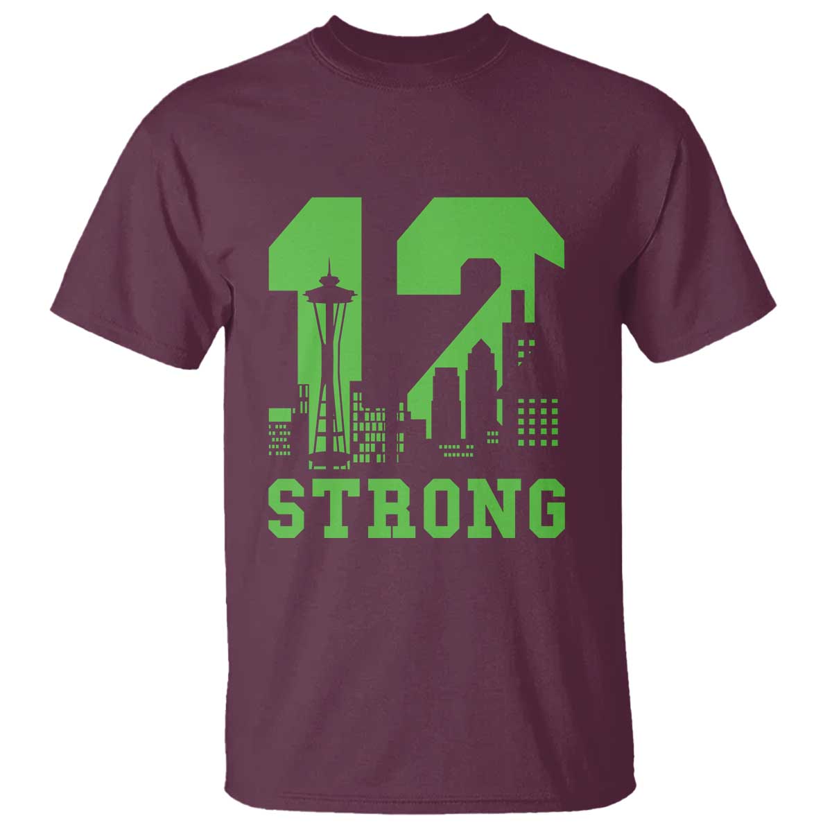 Space Needle Emerald City Skyline Number 12 Typography T Shirt Pacific Northwest Fan Pride