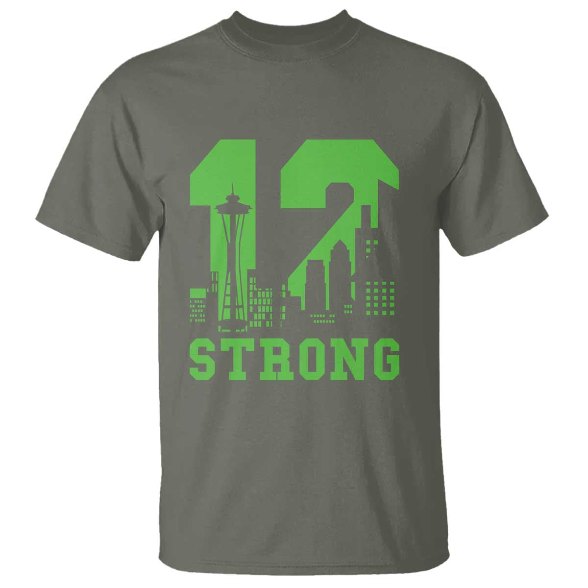 Space Needle Emerald City Skyline Number 12 Typography T Shirt Pacific Northwest Fan Pride