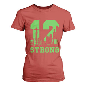 Space Needle Emerald City Skyline Number 12 Typography T Shirt For Women Pacific Northwest Fan Pride