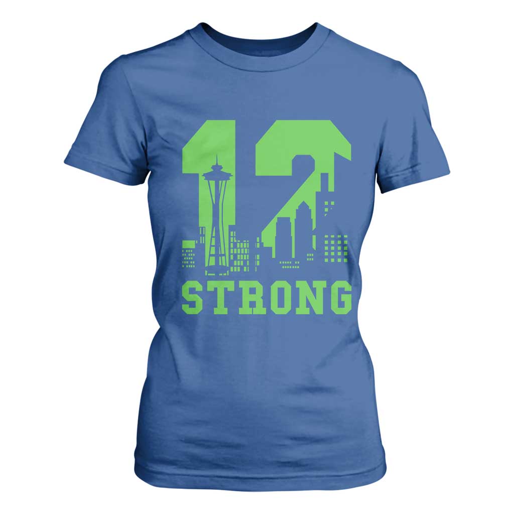 Space Needle Emerald City Skyline Number 12 Typography T Shirt For Women Pacific Northwest Fan Pride
