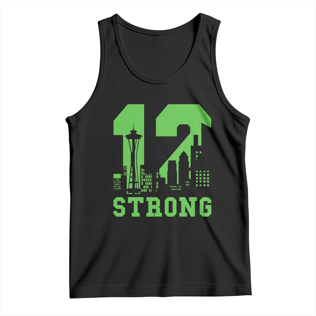 Space Needle Emerald City Skyline Number 12 Typography Tank Top Pacific Northwest Fan Pride TS12 Black Print Your Wear