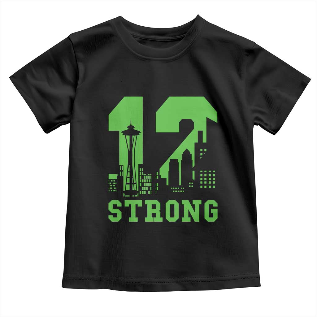 Space Needle Emerald City Skyline Number 12 Typography Toddler T Shirt Pacific Northwest Fan Pride