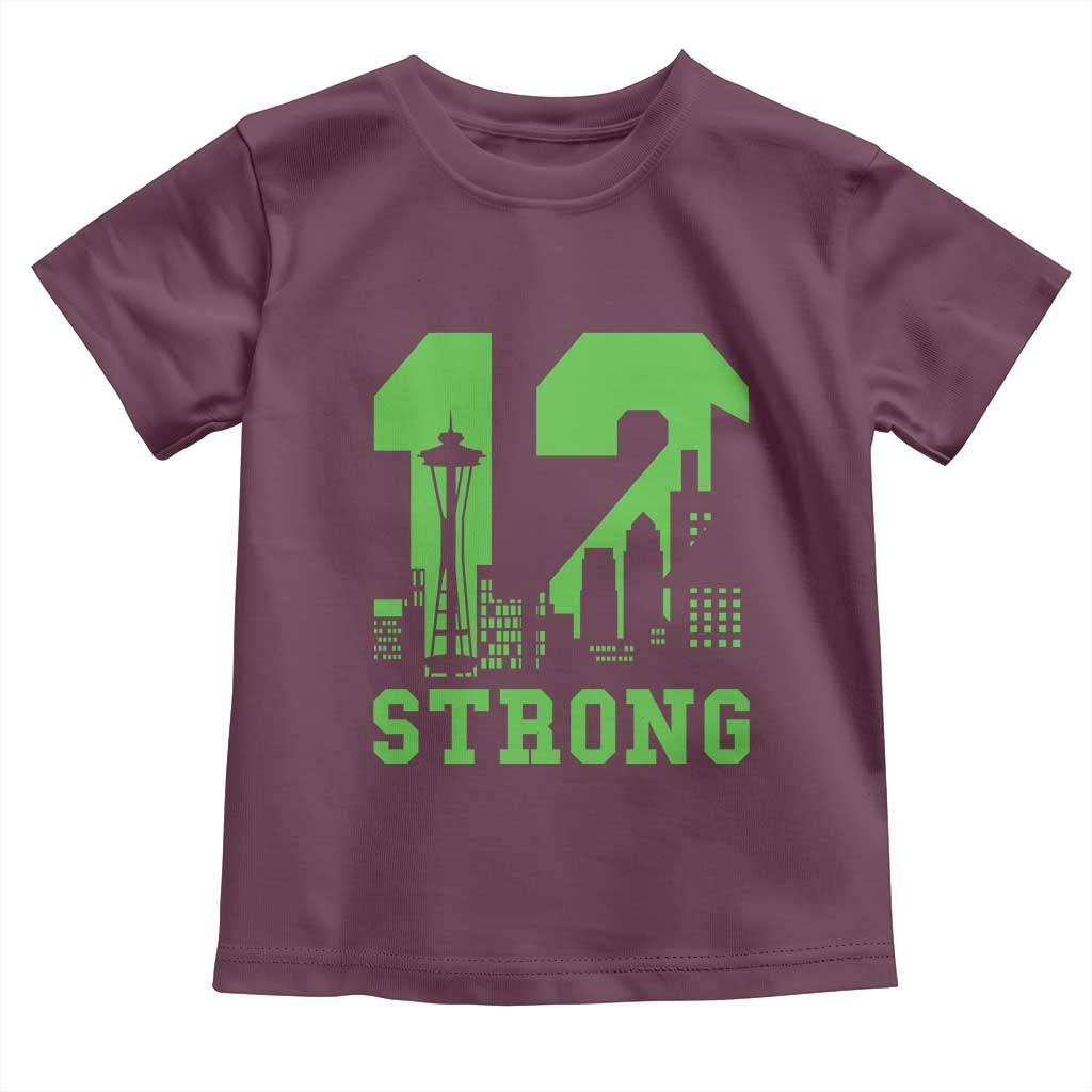 Space Needle Emerald City Skyline Number 12 Typography Toddler T Shirt Pacific Northwest Fan Pride