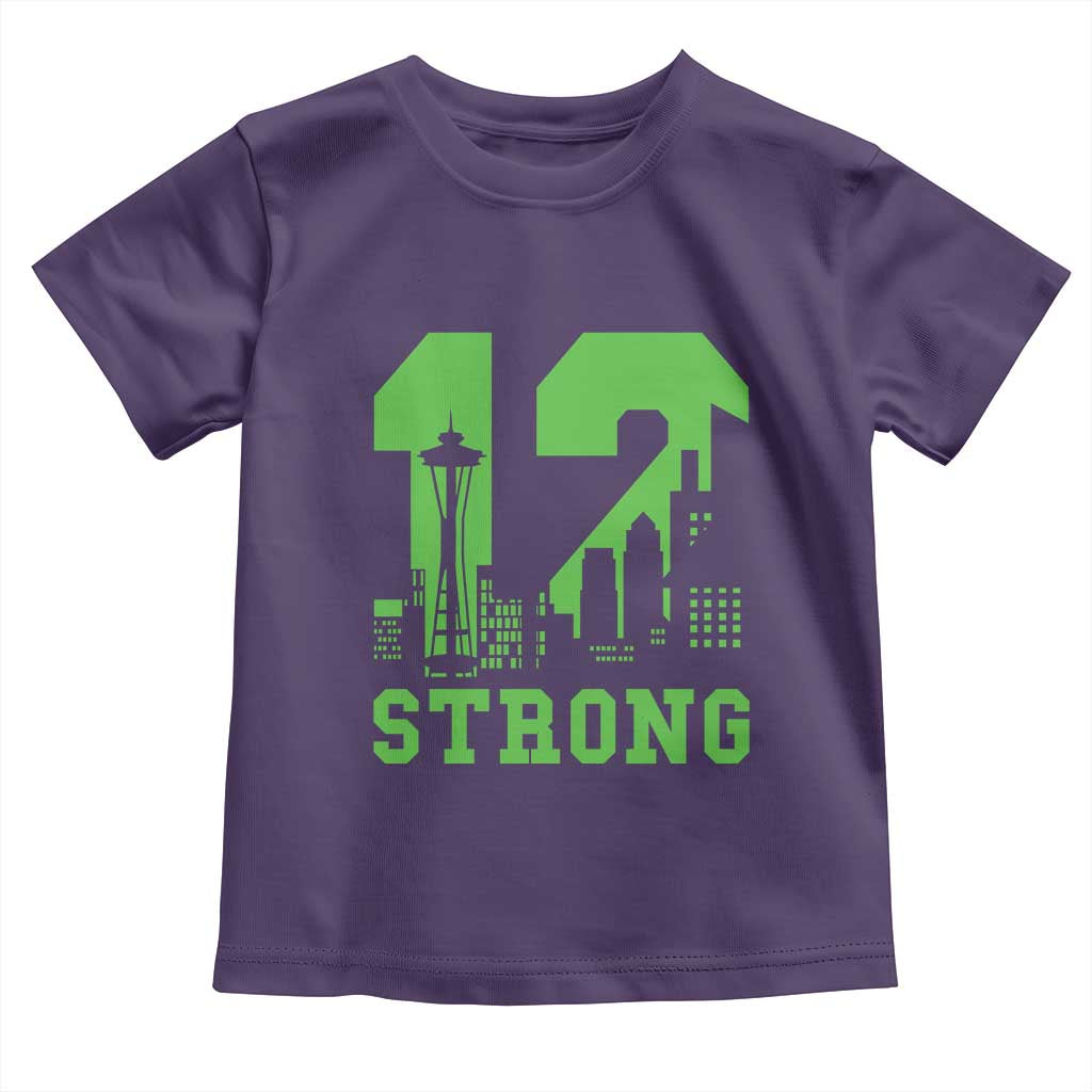 Space Needle Emerald City Skyline Number 12 Typography Toddler T Shirt Pacific Northwest Fan Pride
