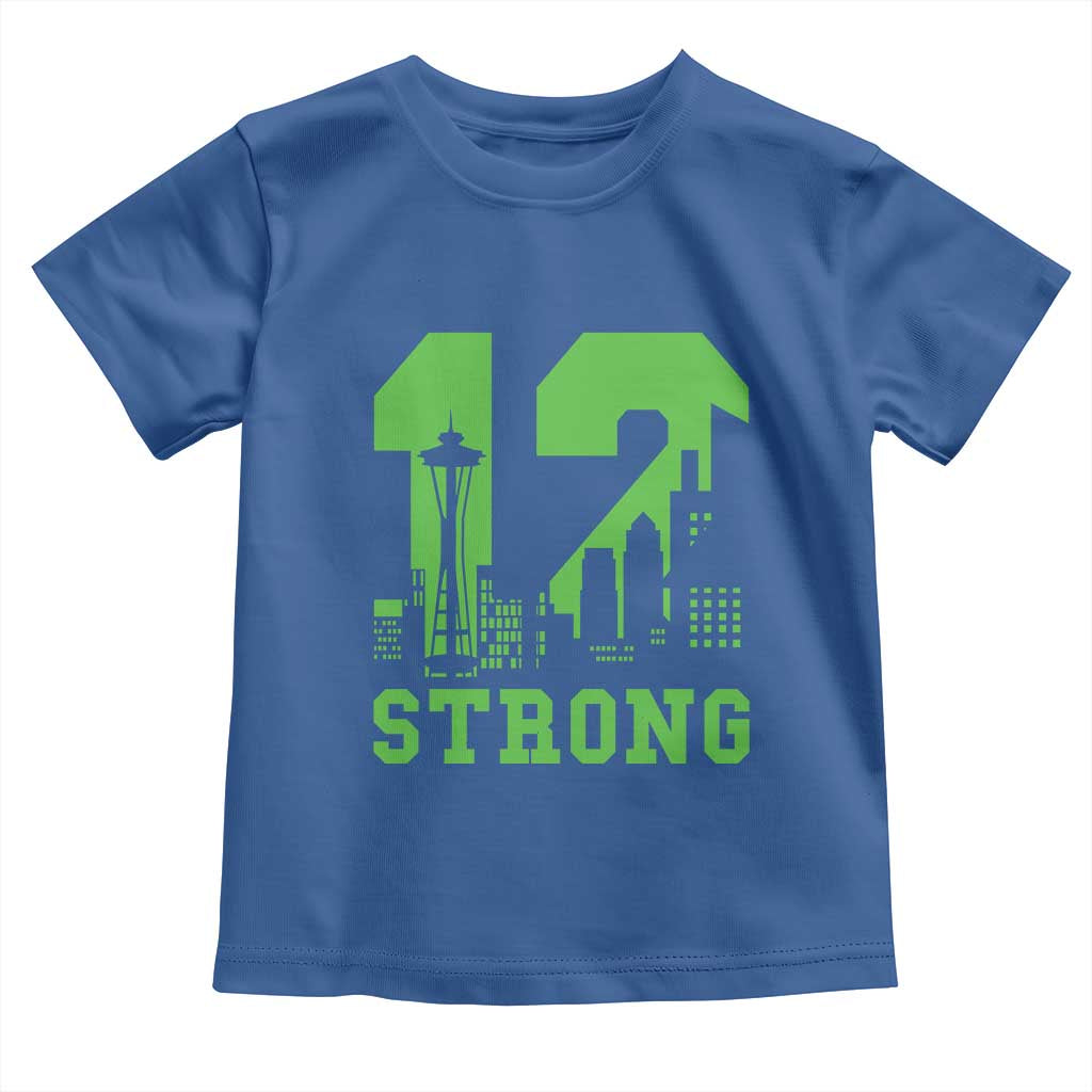 Space Needle Emerald City Skyline Number 12 Typography Toddler T Shirt Pacific Northwest Fan Pride TS12 Royal Blue Print Your Wear