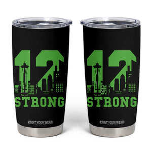 Space Needle Emerald City Skyline Number 12 Typography Tumbler Cup Pacific Northwest Fan Pride