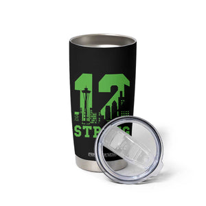 Space Needle Emerald City Skyline Number 12 Typography Tumbler Cup Pacific Northwest Fan Pride