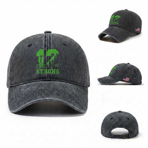 Space Needle Emerald City Skyline Number 12 Typography Washed Cotton Baseball Cap Pacific Northwest Fan Pride