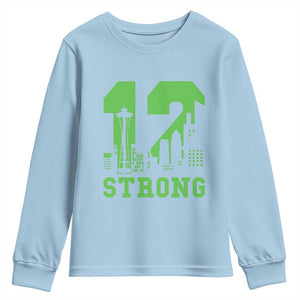 Space Needle Emerald City Skyline Number 12 Typography Youth Sweatshirt Pacific Northwest Fan Pride