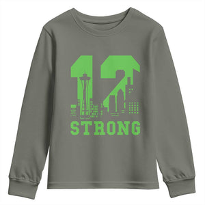 Space Needle Emerald City Skyline Number 12 Typography Youth Sweatshirt Pacific Northwest Fan Pride