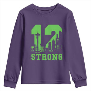Space Needle Emerald City Skyline Number 12 Typography Youth Sweatshirt Pacific Northwest Fan Pride