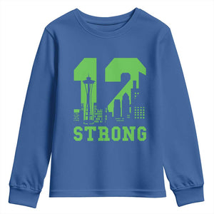 Space Needle Emerald City Skyline Number 12 Typography Youth Sweatshirt Pacific Northwest Fan Pride