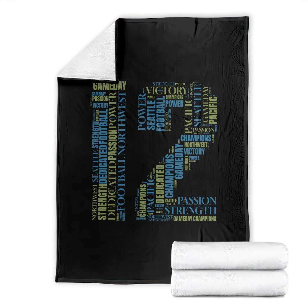 Victory And Strength Number 12 Typography Throw Blanket Gift For Football Lovers TS12 Black Print Your Wear