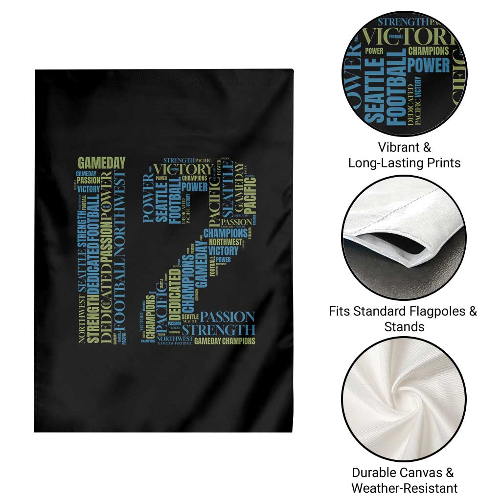 Victory And Strength Number 12 Typography Garden Flag Gift For Football Lovers