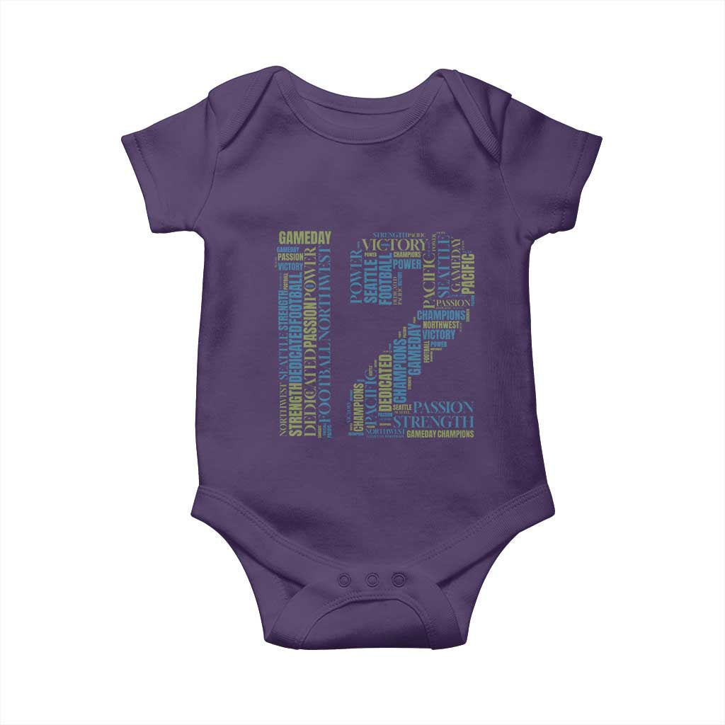 Victory And Strength Number 12 Typography Baby Onesie Gift For Football Lovers