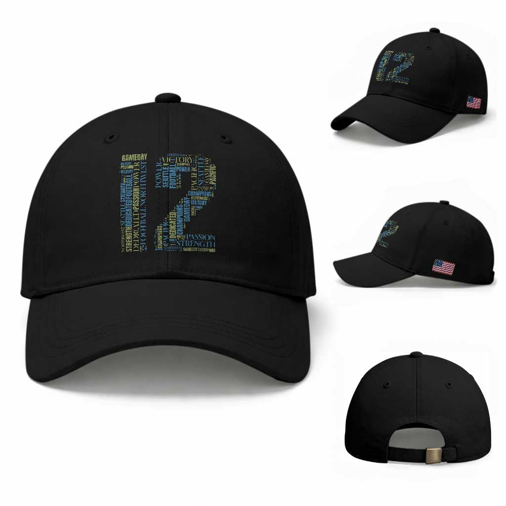 Victory And Strength Number 12 Typography Baseball Cap Gift For Football Lovers