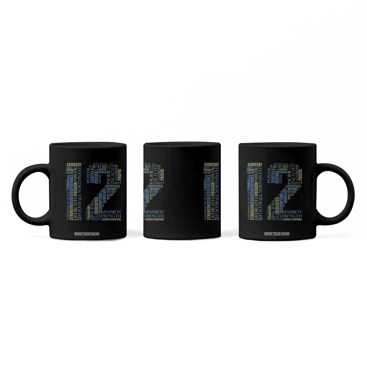 Victory And Strength Number 12 Typography Coffee Mug Gift For Football Lovers
