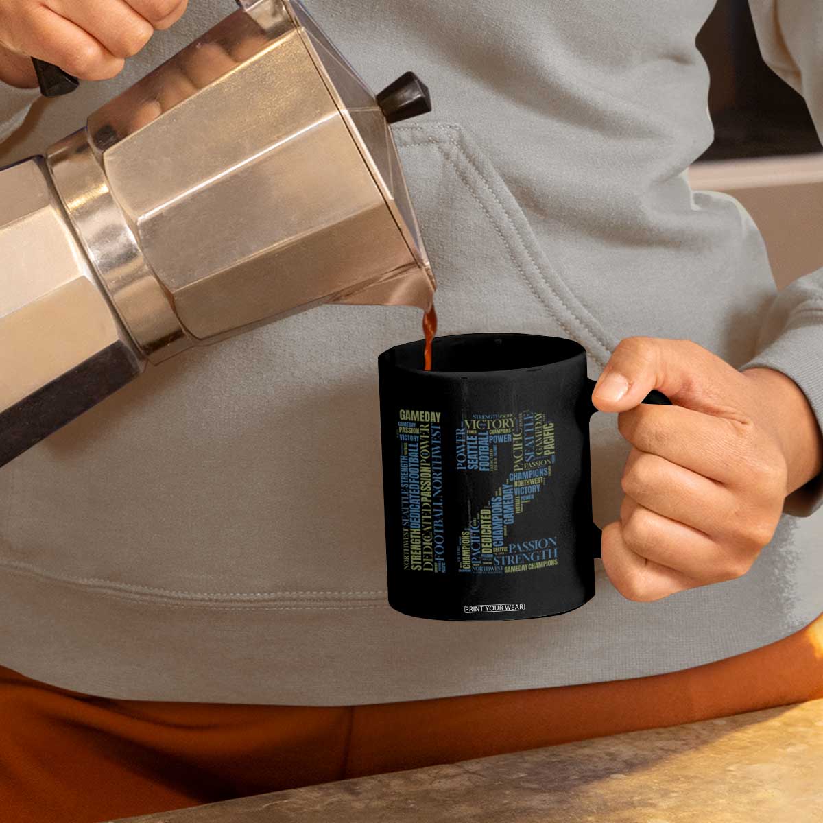 Victory And Strength Number 12 Typography Coffee Mug Gift For Football Lovers