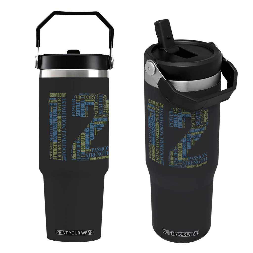 Victory And Strength Number 12 Typography Flip Straw Tumbler Gift For Football Lovers TS12 One Size: 30 oz Black Print Your Wear