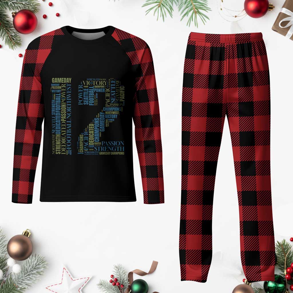 Victory And Strength Number 12 Typography Plaid Pajama Set Gift For Football Lovers TS12 Buffalo Plaid Print Your Wear