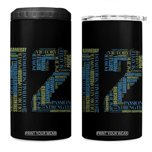 Victory And Strength Number 12 Typography 4 in 1 Can Cooler Tumbler Gift For Football Lovers