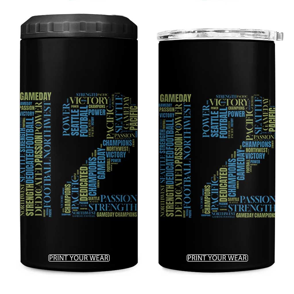Victory And Strength Number 12 Typography 4 in 1 Can Cooler Tumbler Gift For Football Lovers TS12 One Size: 16 oz Black Print Your Wear